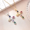 A new cross-border trade copper-plated real gold cross necklace accessory, simple pendant, trendy and versatile, set with colorful zircon details Picture